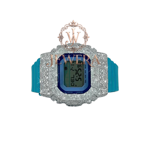 Luxury Moissanite Blue <b>Rubber</b> Diamond <b>Watch</b> for Trendy Events Fashion Shows and Luxury Gifting Available at Export Price - Product Image 2