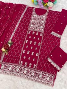 ชุดสัลวาร์ คามีซ ผ้าจอร์เจตต์เทียม แบบเย็บกึ่งสำเร็จ พร้อมงานปักเลื่อม ดีไซน์ทันสมัย สำหรับงานดิวาลี งานแต่งงาน และงานพรอม - Product Image 5