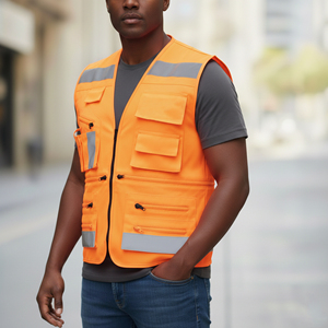 Chaleco de Seguridad Reflectante OEM, Clase 2 ANSI, Impermeable, con Luz LED Intermitente, Alta Visibilidad, Bolsillos Delanteros de Malla, Personalizable para Hombre - Product Image 2