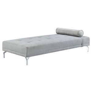 Divano Letto in Velluto Grigio Melange Quenti con Cuscino, Elegante Arredamento per la Casa - Product Image 5