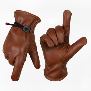 Mechanic Leather Work <b>Gloves</b> Adjustable Wrist Strap Reinforced Palm Safety Protection <b>Gloves</b> Europe Trend - Product Image 2