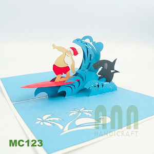 การ์ดอวยพรซานตาคลอส3D ทำมือการ์ดอวยพรป๊อปอัพเมอร์รี่คริสต์มาสกระดาษของที่ระลึกงานพิมพ์ออฟเซต - Product Image 1
