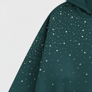 เสื้อฮู้ดดี้ผ้าฝ้ายออร์แกนิค 100% พิมพ์ลายดิจิทัลสำหรับฤดูหนาว คุณภาพสูง ประดับด้วยคริสตัล  รับผลิตตามสั่งและปรับแต่งสีได้ - Product Image 3