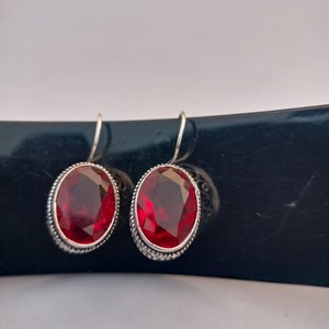 Boucles d'oreilles en grenat rouge, en argent Sterling 925, bijoux de luxe faits à la main, cadeau pour femmes, anniversaire, mariage, fête, Unique - Product Image 5