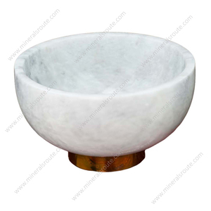 Cuenco de Mármol Blanco de Lujo con Acabado Dorado Hecho a Mano, Cuenco Decorativo de Mármol Blanco de Alta Calidad - Product Image 4