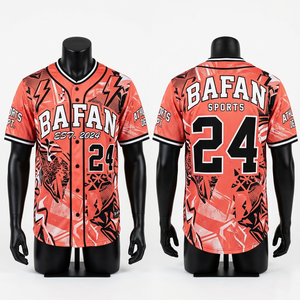 <b>100</b>% cotton T-<b>shirt</b> for men loose fit printed 220 GSM Premium <b>Polyester</b> Mesh Coral Black Baseball Jersey Sublimation Custom Logo - Product Image 1