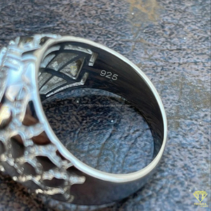 Anillo de Lujo para Hombre con Diseño de Jesús, Diamante Cultivado en Laboratorio, Acabado Plateado, Estilo Hip Hop, Anillo de Pinky - Product Image 2