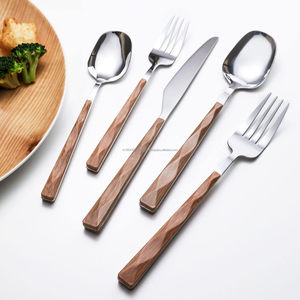 Juego de cubiertos de acero inoxidable y madera más vendido, fiesta en casa, comedor - Product Image 6