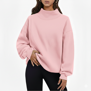Sweat-shirt réversible pour femme en molleton 100% coton de haute qualité, coupe oversize, col montant, style universitaire, personnalisable avec logo OEM, idéal pour le Pilates et le yoga - Product Image 1