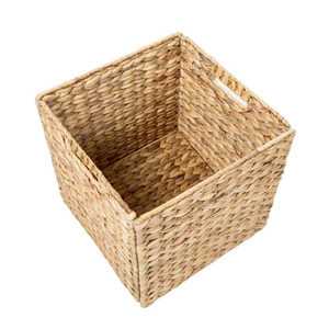 Panier de rangement pliable vintage écologique en jacinthe d'eau tressé à la main avec doublure en coton, organisateur pour la maison et la lessive, personnalisable OEM - Product Image 2