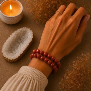 Bracelet en jaspe rouge naturel, perles rondes de 8 mm, bracelet extensible, bijoux en cristal unisexe, cadeau, vente en gros - Product Image 4