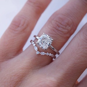 0.36CT Moissanite Diamond <b>Ring</b> Marquise Cut Curved Wedding Band 925 <b>Silver</b> Gold Plated GRA Certified Modern <b>Stacking</b> Anniversary - Product Image 4