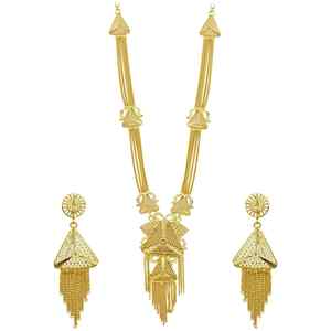 สร้อยคอทองชุบ 14K 18K 24K แบบยาว ขายส่ง, สร้อยคอเจ้าสาวลายสามเหลี่ยมสไตล์ตุรกี, เครื่องประดับแฟชั่นแบบดั้งเดิม - Product Image 1