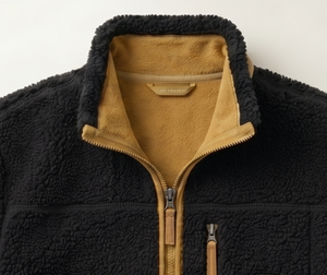 Veste en polaire noire pour homme, fermeture éclair, col montant, vêtement d'hiver décontracté, coupe régulière, doublure en sherpa, manteau épais et chaud - Product Image 4