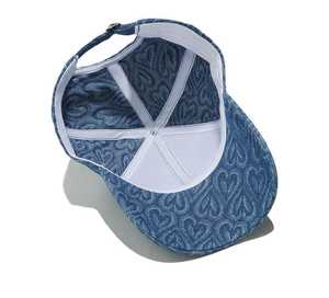 Casquette de baseball unisexe à motif cœur, bleu foncé, en coton gaufré, chapeau décontracté pour le printemps et l'été, adulte - Product Image 2