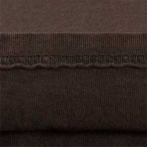 Camiseta Casual de Punto para Hombre, Oversize, Marrón Liso, Manga Corta, Cuello Redondo, Algodón Jersey de Alta Calidad de 160 Gramos, Lavado Ácido - Product Image 3