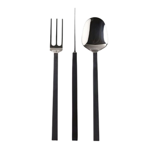 Top Selling Stainless Steel Metal Shinny <b>Polished</b> <b>Black</b> Handles Sets Of 3 Piece Cutlery Mirrored Steel - Product Image 1