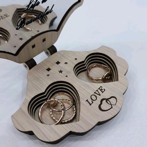 Caja de Madera Personalizada para Anillos con Espejo en Forma de Nube, Organizador de Anillos de Boda, Estuche de Almacenamiento para Anillos de Compromiso, Propuesta Romántica - Product Image 4