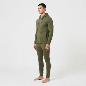 Ensemble de survêtement slim pour homme avec logo personnalisé, tenue de sport en gros, survêtement de jogging OEM, couleur vert olive tendance pour homme - Product Image 3