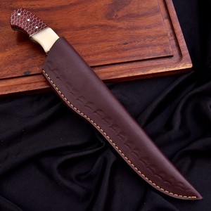Nordic Forge Damascus Steel Fillet <b>Knife</b> with Leather Sheath Custom made OEM High Hardness Extra <b>Sharp</b> Durable <b>Kitchen</b> <b>Knife</b> - Product Image 5