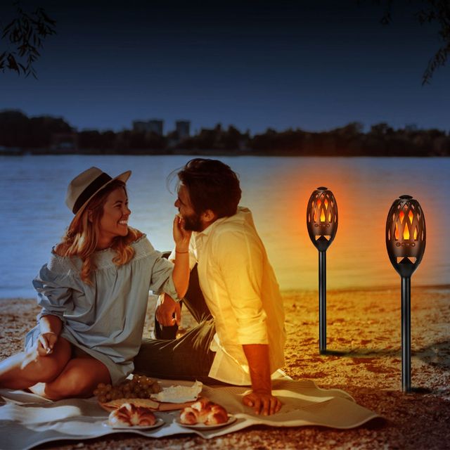 LED Flame Speakers Waterproof Stereo Bass Outdoor Wireless Torch Light-Up Speaker with Night Atmosphere Portable