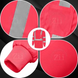 T-shirt de travail respirant à séchage rapide haute visibilité, manches longues, poche avant réfléchissante, classe 1 ANSI, étanche, avec éclairage LED - Product Image 2
