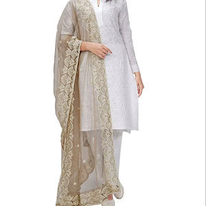 Meilleures ventes : Magnifique dupatta indien pakistanais en tissu filet de créateur, broderie fantaisie de qualité supérieure, pour mariage, tenue traditionnelle féminine - Product Image 1