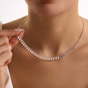 Hallmark <b>Silver</b> Rhodium Plated Minimalist Sequined Casual Necklace - Product Image 1