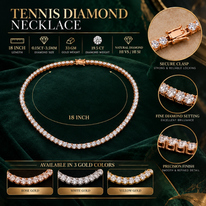 Collar de tenis Radiant con diamantes naturales de 18 pulgadas |   Proveedor de Joyería Fina de Oro de 14 Quilates, 0.15 Quilates, 3.5 mm, Corte Redondo, HI VS HI SI, Exportaciones B2B - Product Image 5