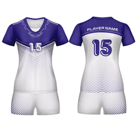 Seragam Voli Wanita Jersey Poliester 100% Custom, Cetak Sesuai Pesanan, Bernapas, Cepat Kering, Anti-Susut, Nyaman Dipakai