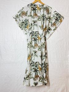 Printed Cotton <b>Kaftan</b> for Women Jungle Safari Giraffe Design Loose Beach Wear Maxi Dress - Product Image 4