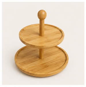 2 <b>Tier</b> Wooden <b>Cake</b> Stand & Cupcake Tower Modern Wooden Serving Tray for Weddings Birthday Parties Dessert Display - Product Image 3
