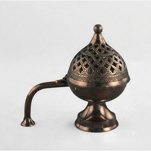 Black Metal Incense Burner With Diamond Cutouts Traditional Design For Religious Use All-Season Decorative Piece - Product Image 5