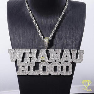 Collier de luxe Hip Hop avec pendentif nom <span class=keywords><strong>BRUNO</strong></span> en moissanite et chaîne en corde, style bling-bling - Product Image 3