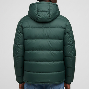 Custom Quilt Style Men's Puffer <b>Jacket</b> <b>Canvas</b> Waterproof Breathable Winter Casual Hooded Outerwear Front High Street Style OEM - Product Image 3