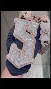 Pendentif personnalisé en argent 925 avec initiale lettre hip-hop sertie de moissanite et diamants, bijoux fins - Product Image 2