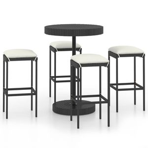 Ensemble de bar de jardin en rotin PE noir avec structure en acier thermolaqué, taille standard, catégorie de produit : Ensembles de jardin - Product Image 2