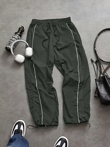 Pantalon décontracté droit imperméable pour homme en polyester/nylon noir, fermeture à cordon, tissé mi-lourd, service OEM pour l'hiver - Product Image 6