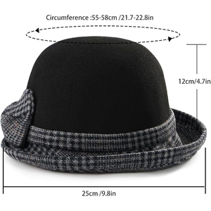Casquette Gavroche Noire pour Femme avec Rayures Fines, Chapeau Tendance pour Fêtes en Extérieur avec Anneau Métallique – Vente en Gros - Product Image 3