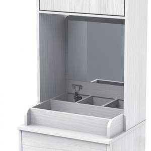 OEM 1521 Modern Wood <b>Vanity</b> Table Set Compact Storage Dresser with Lighted Mirror Multifunctional <b>Makeup</b> Desk and Stool - Product Image 3