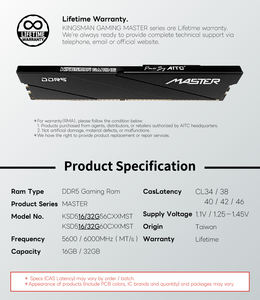 [KINGSMAN AITC] หน่วยความจำแรมเดสก์ท็อป DDR5 32GB (2x16GB) 6000MHz รองรับการโอเวอร์คล็อก พร้อมการรับประกันตลอดอายุการใช้งาน มีสินค้าในสต็อก - Product Image 4