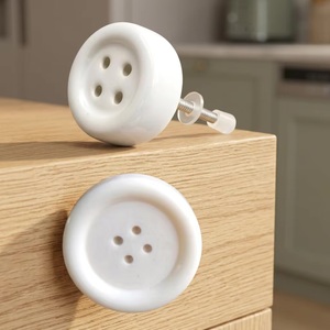Boutons de meuble ronds en plastique blanc avec fixation par vis pour poignée de meuble de cuisine, design minimaliste, installation facile - Product Image 2