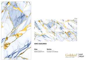 Azulejos de Porcelana PGVT con Aspecto de Mármol Azul Dorado de 600x1200mm, Azulejos de Pared y Piso de Porcelana con Vetas Doradas de Lujo para Uso en Centros Comerciales, Antideslizantes y Resistentes al Calor - Product Image 3