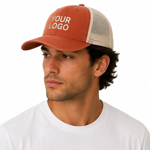 Custom Trucker <b>Cap</b> 5-Panel Mesh Back Cotton Front Embroidery Logo Adjustable Strap Unisex Adult Casual <b>Hat</b> Made in Pakistan - Product Image 2