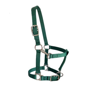 Harnais de cheval tissé vert avec boucles métalliques et sangles réglables pour l'équitation, avec support de nuque rembourré - Product Image 1