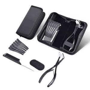 Kit d'outils d'installation d'extensions capillaires de qualité supérieure avec pinces à extensions, aiguille à boucle et perles doublées de silicone pour salon professionnel - Product Image 1