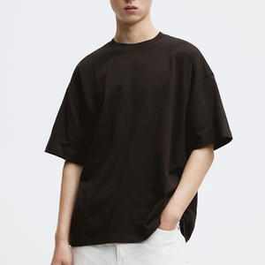 T-shirts pour hommes en coton lourd 300 GSM, manches courtes, coupe ample, t-shirt uni pour hommes, t-shirt personnalisé avec logo pour hommes - Product Image 2