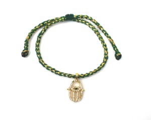 Adjustable <b>Red</b> Braided Cord Wrap <b>Bracelet</b> with 18K Gold Plated Om Charm Rhinestone Pendant for Religious Ceremonies Unisex - Product Image 2
