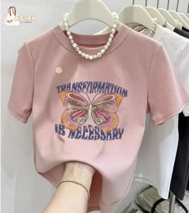 T-shirts décontractés pour femmes, coupe ajustée, en tissu Oxford 100 % coton, respirants, anti-plis, séchage rapide, manches courtes - Product Image 1