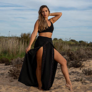 Falda Maxi de Algodón con Estampado Tribal, Falda Bohemia con Abertura Alta, Falda Gitana de Verano, Falda Boho - Product Image 1